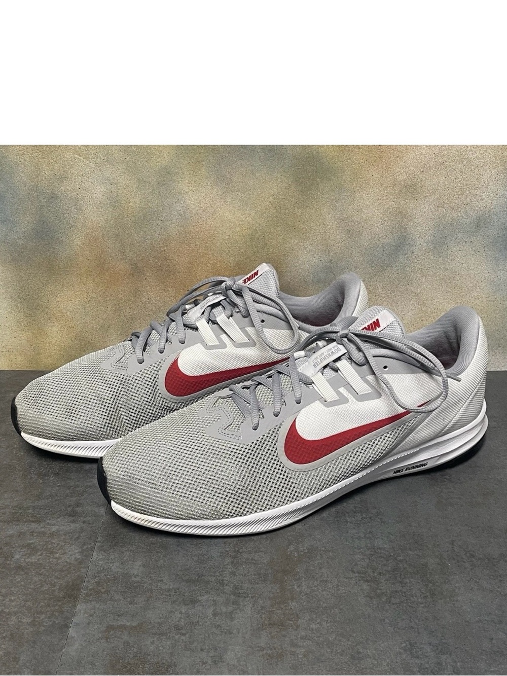 Nike Downshifter 9 Gray/White/Red Men's Running Shoes Size 12M